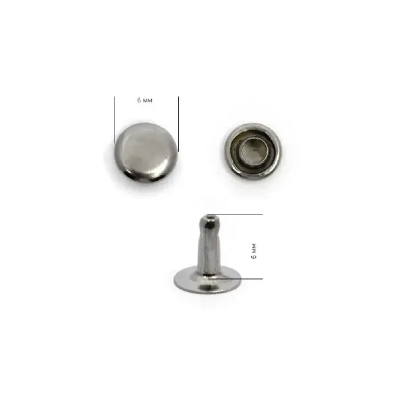 Хольнітен 6 мм односторонній Темний Нікель, 100 шт