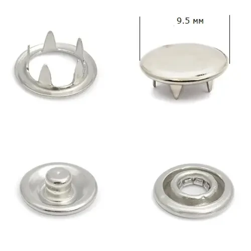 Кнопка BABY 9,5 мм закрита Нікель, 50 шт Кнопка BABY 9,5 мм закрита Нікель, 50 шт