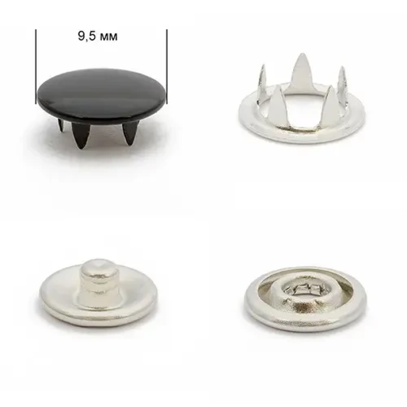 Кнопка BABY 9,5 мм закрита Чорна (322), 50 шт Кнопка BABY 9,5 мм закрита Чорна (322), 50 шт