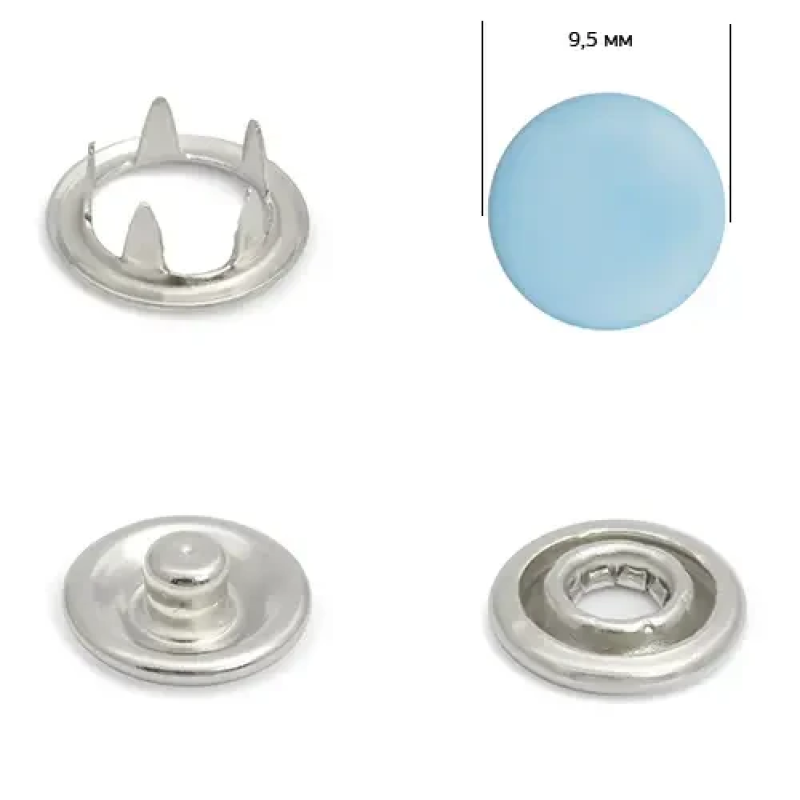Кнопка BABY 9,5 мм закрита Блакитна, 50 шт Кнопка BABY 9,5 мм закрита Блакитна, 50 шт